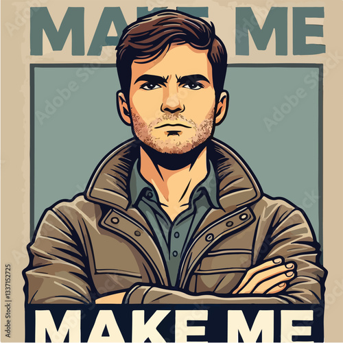 cool and cynical male character vector