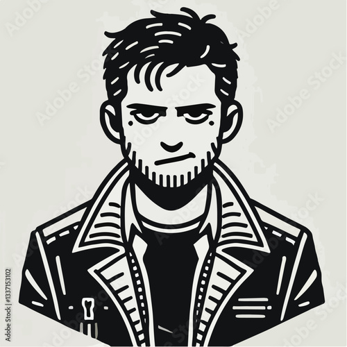 cool and cynical male character vector