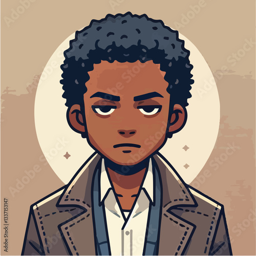 cool and cynical male character vector