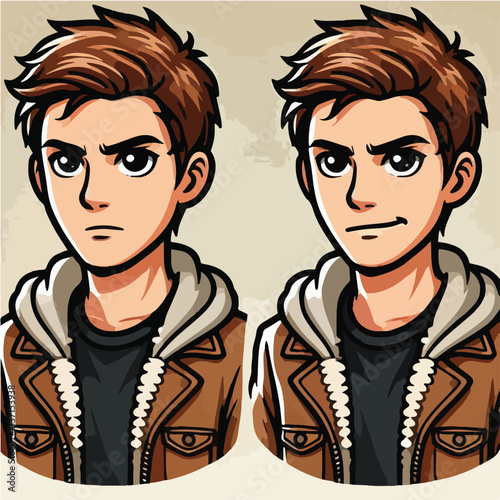 cool and cynical male character vector