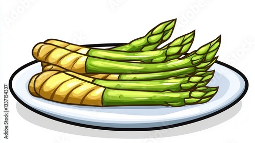 Wallpaper Mural Fresh Green Asparagus Spears on a Plate Torontodigital.ca