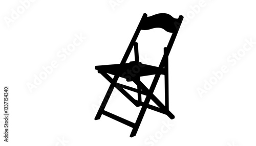 Silhouette of a folding chair on a plain background  
