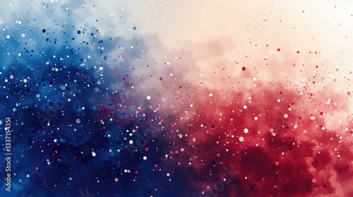 Colorful celebration of red and blue stars on a white background for festive occasions