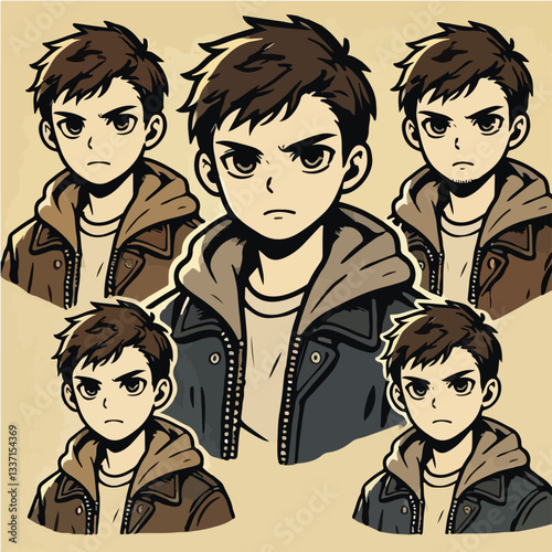 cool and cynical male character vector