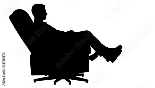 Silhouette of a man relaxing in a recliner chair  
