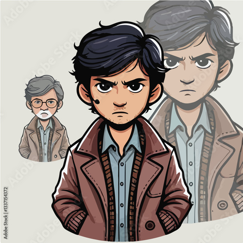cool and cynical male character vector