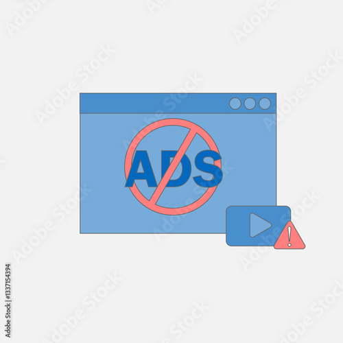 anti-advertisement. Using browser application to surf the internet. protection application from annoying pop-ups. ad blocker concept. EPS 3