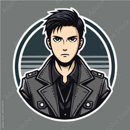 cool and cynical male character vector
