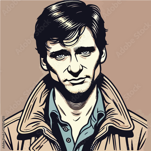 cool and cynical male character vector