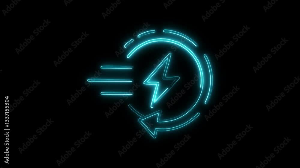 Glowing neon Recharging Station icon isolated on black background. HD Video motion graphic animation Glowing neon Recharging Station icon isolated on black background. HD Video motion graphic animation