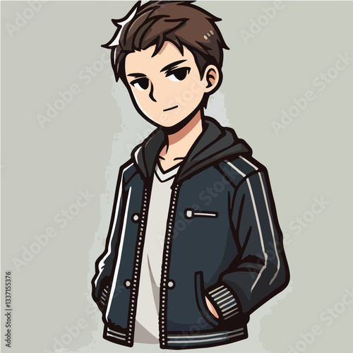 cool and cynical male character vector