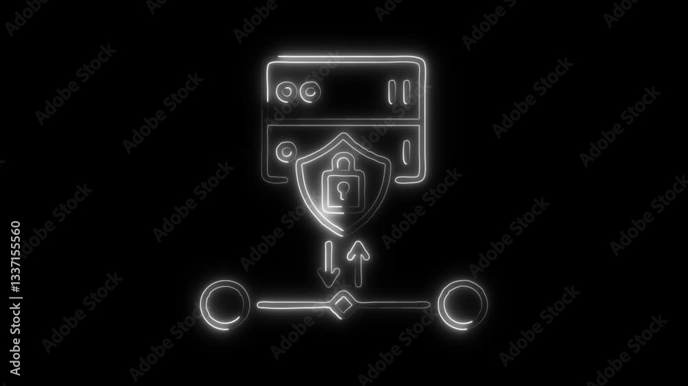 Glowing neon Website Safety icon isolated on black background. HD Video motion graphic animation Glowing neon Website Safety icon isolated on black background. HD Video motion graphic animation