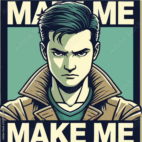 cool and cynical male character vector