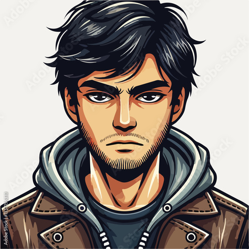cool and cynical male character vector