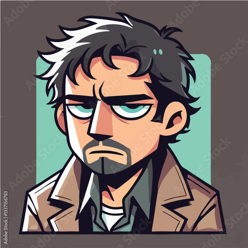 cool and cynical male character vector