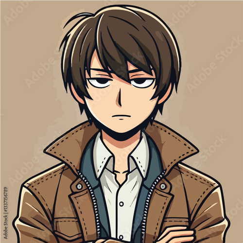 cool and cynical male character vector