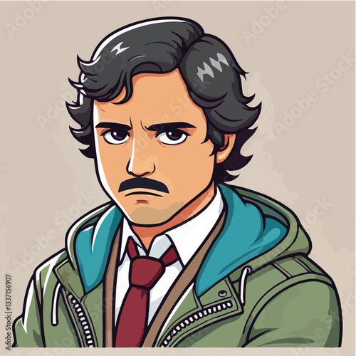 cool and cynical male character vector
