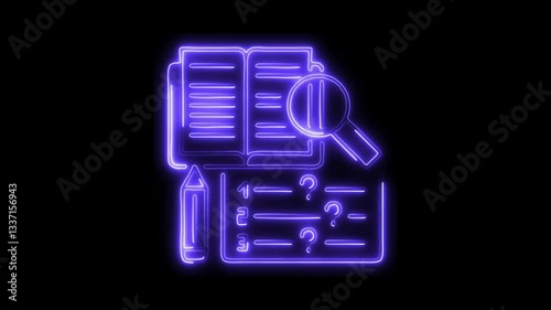 Glowing neon Question icon isolated on black background. HD Video motion graphic animation