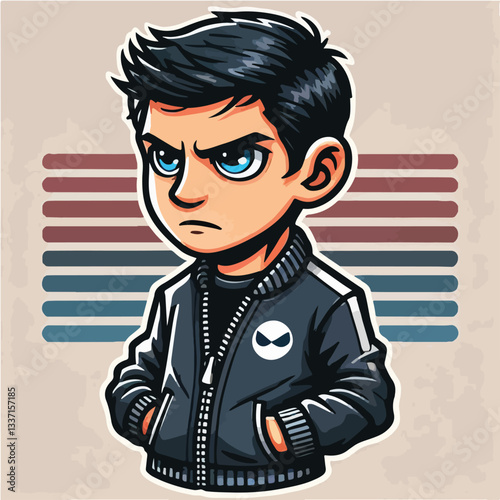 cool and cynical male character vector