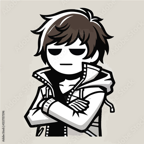 cool and cynical male character vector