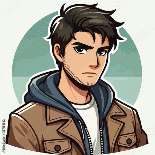 cool and cynical male character vector