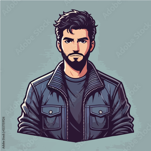 cool and cynical male character vector