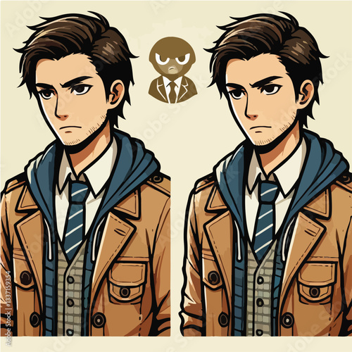 cool and cynical male character vector