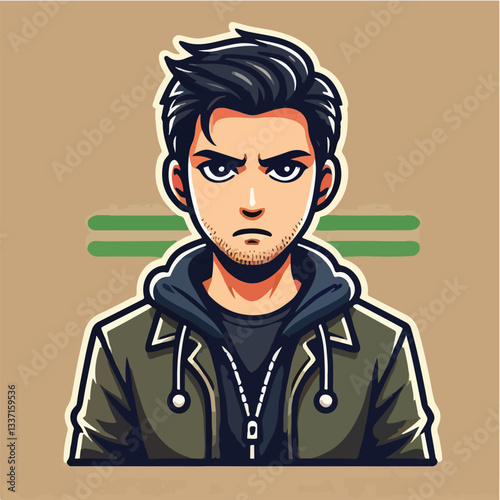 cool and cynical male character vector