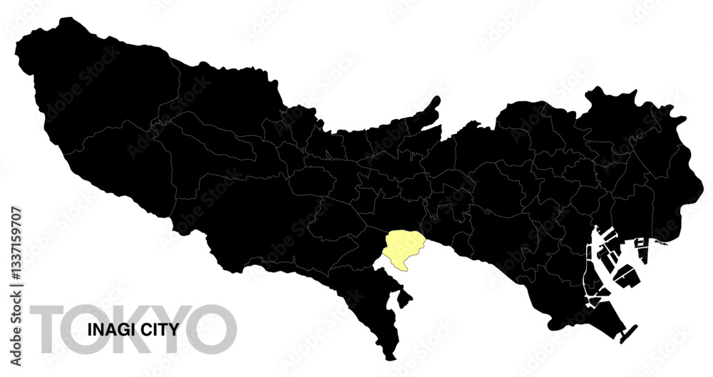 Obraz premium 東京都稲城市の位置地図 境界線有_2