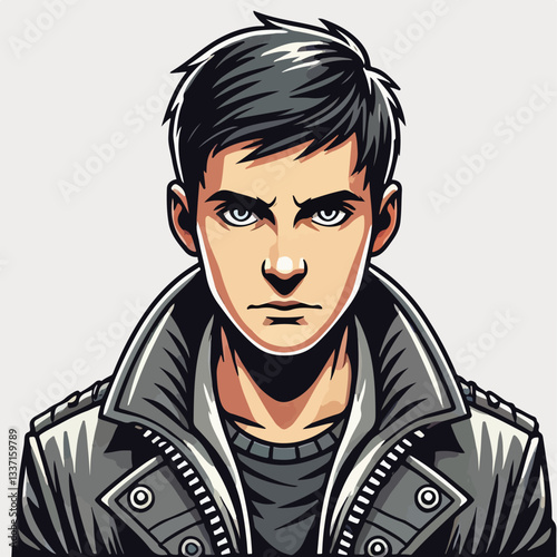 cool and cynical male character vector