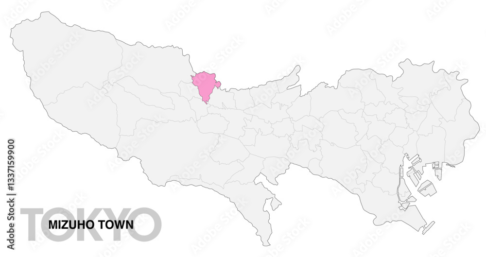 Obraz premium 東京都瑞穂町の位置地図 境界線有_1