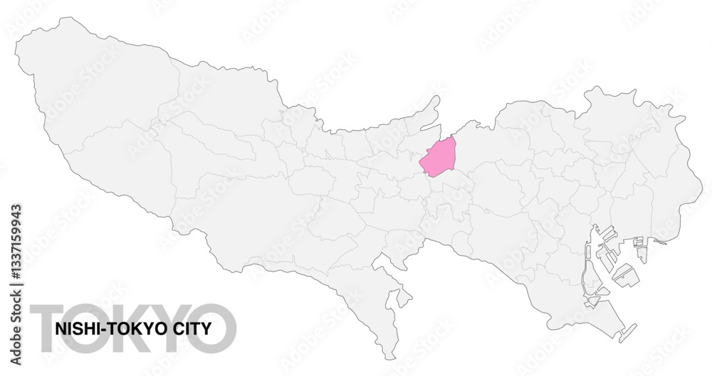 Fototapeta premium 東京都西東京市の位置地図 境界線有_1