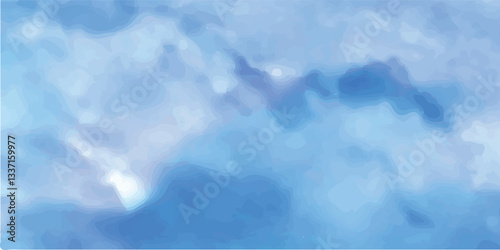 Clouds and sky watercolor vector hand drawn vector illustration. Abstract blue watercolor background. Sky pattern with snow. Light blue watercolour paper texture background. 