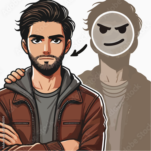 cool and cynical male character vector