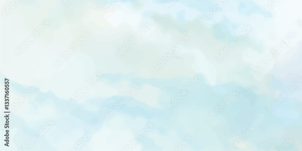 Fototapeta premium Clouds and sky watercolor vector hand drawn vector illustration. Abstract blue winter watercolor background. Sky pattern with snow. Light blue watercolour paper texture background. 