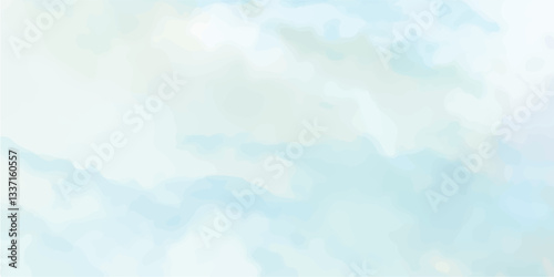 Clouds and sky watercolor vector hand drawn vector illustration. Abstract blue winter watercolor background. Sky pattern with snow. Light blue watercolour paper texture background. 
