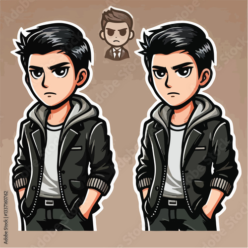 cool and cynical male character vector