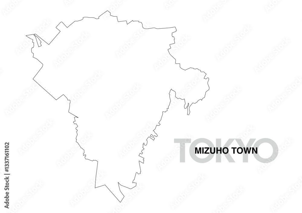 東京都瑞穂町の白地図 東京都瑞穂町の白地図