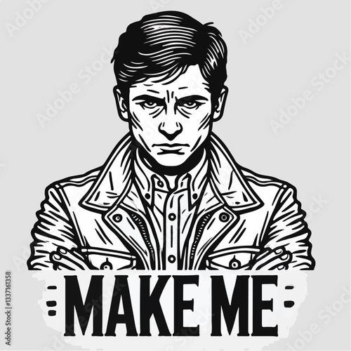 cool and cynical male character vector