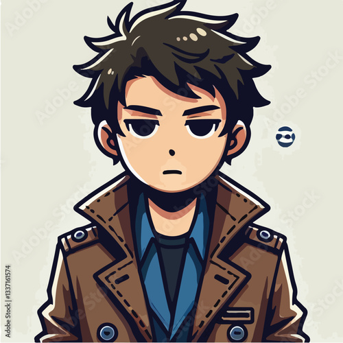 cool and cynical male character vector