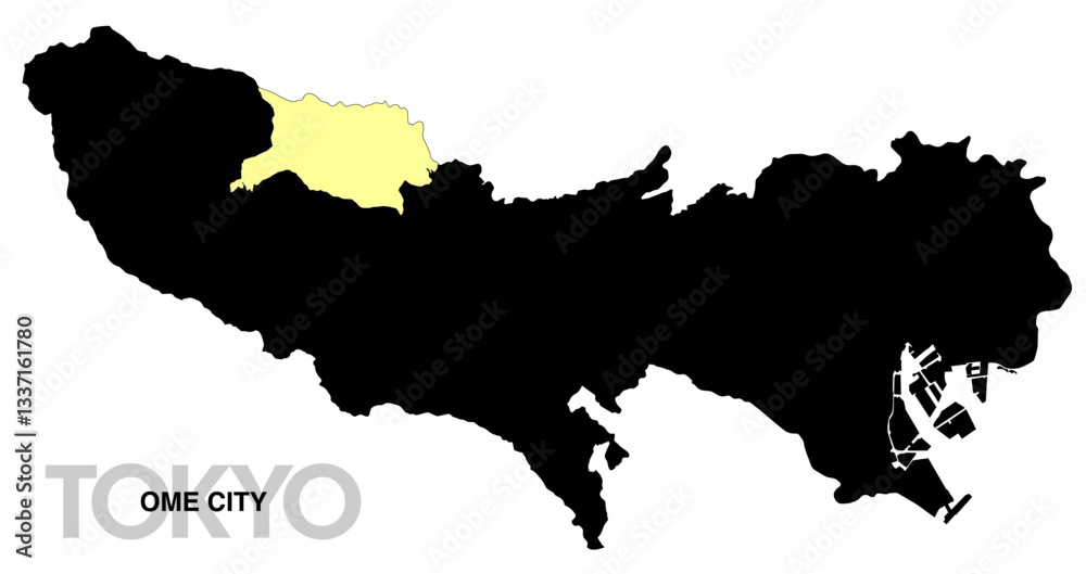 Obraz premium 東京都青梅市の位置地図 境界線無_2