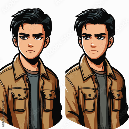 cool and cynical male character vector