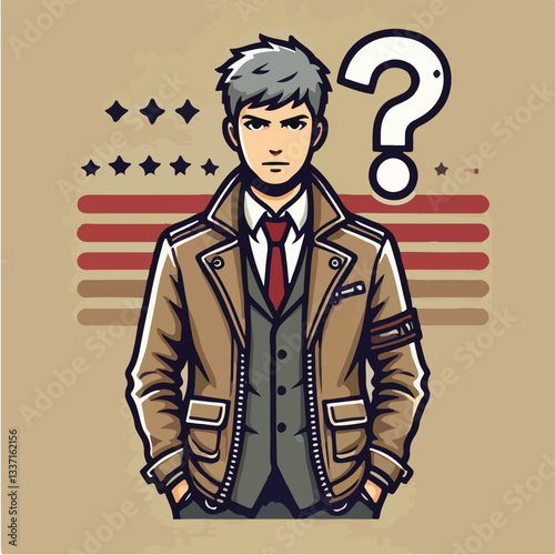 cool and cynical male character vector