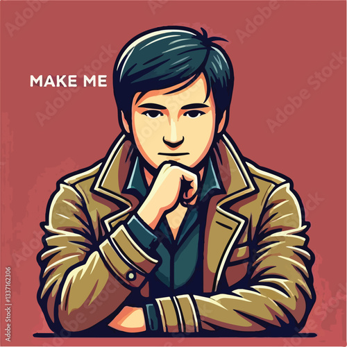 cool and cynical male character vector
