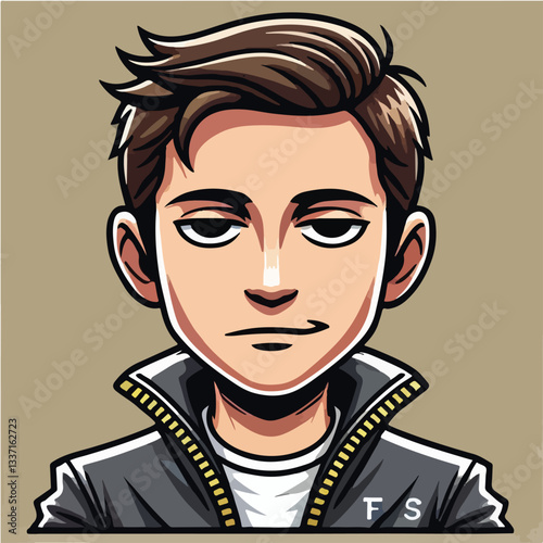 cool and cynical male character vector