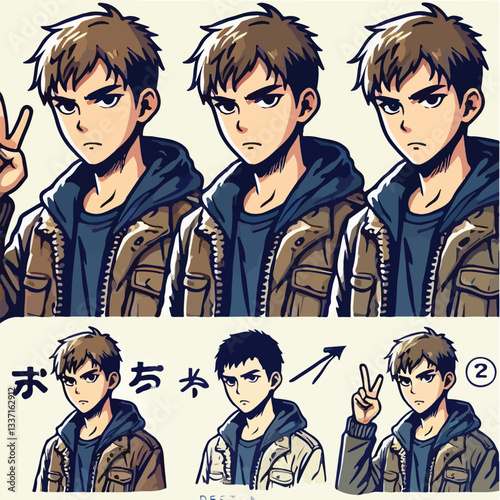 cool and cynical male character vector