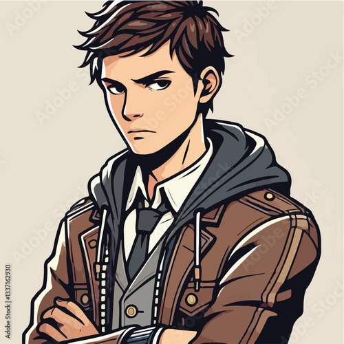 cool and cynical male character vector