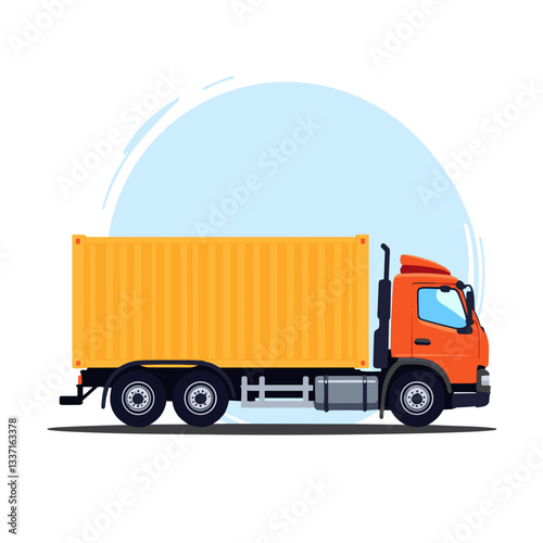 Side view illustration of a cargo truck with container for transportation and logistics concept