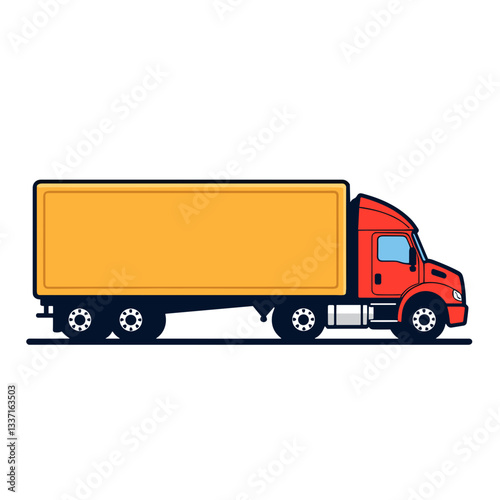 Vibrant delivery truck illustration with large cargo container for transportation and logistics concept