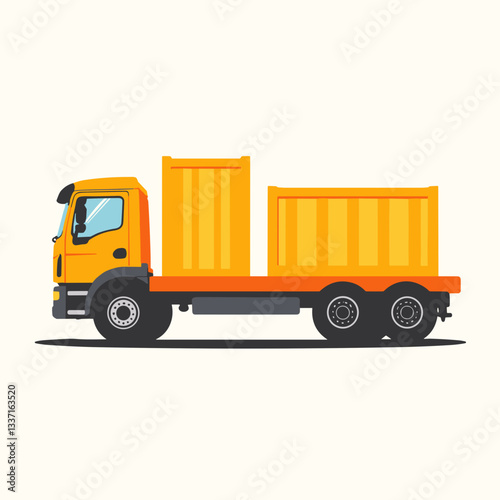 truck, delivery, illustration, cargo, logistics, transportation, graphic, flat design, vehicle, freight, art, artwork, design, yellow, brown, black, utility, shipping, transport vehicle, road, industr